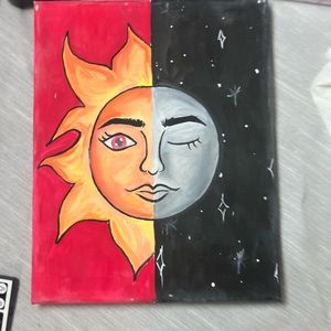 Sun moon, painting, homemade